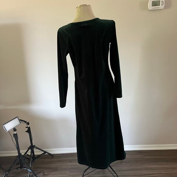 Green Velvet Long Sleeve Maxi Dress Sz M Whimsygoth Forest Fairy Grunge Y2K - Picture 6 of 9